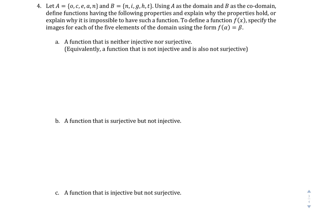 Let A = {o, c, e, a, n} and B define