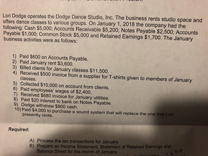  Only Part B. Lori Dodge operates the Dodge Dance Studio, Inc.