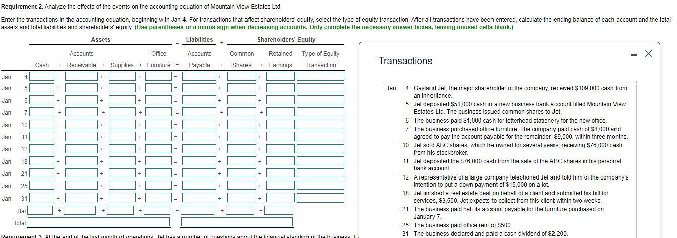 "b" a personal transaction for Jan 4 Jan 5 LA 6 7