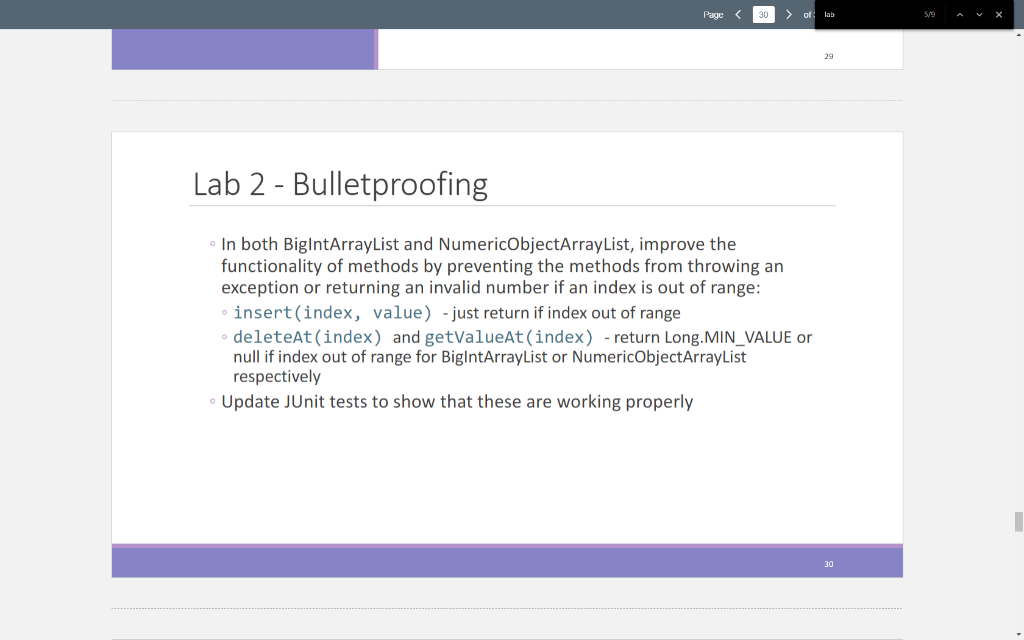  I need help with Bulletproofing Language: Java Thank you! Page of
