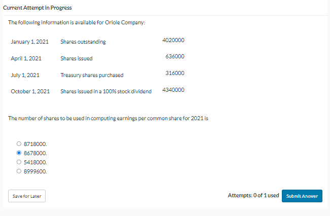 Current Attempt in Progress The following information is available for Oriole