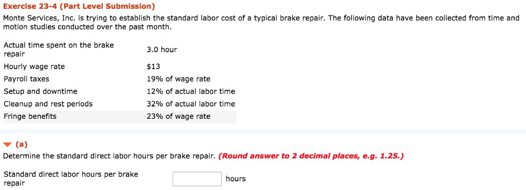  Exercise 23-4 (Part Level Submission) Monte Services, Inc. is trying to