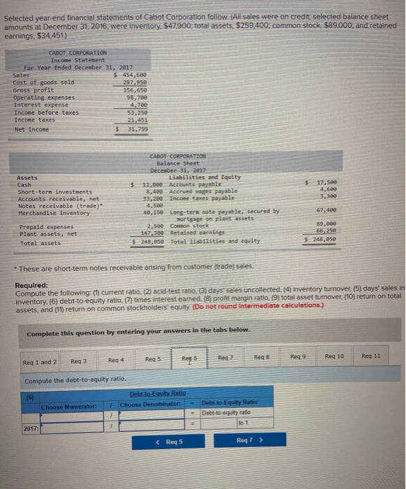 and retained earnings, $34.451) CABOT CORPORATTON Income Statement For Year Ended December