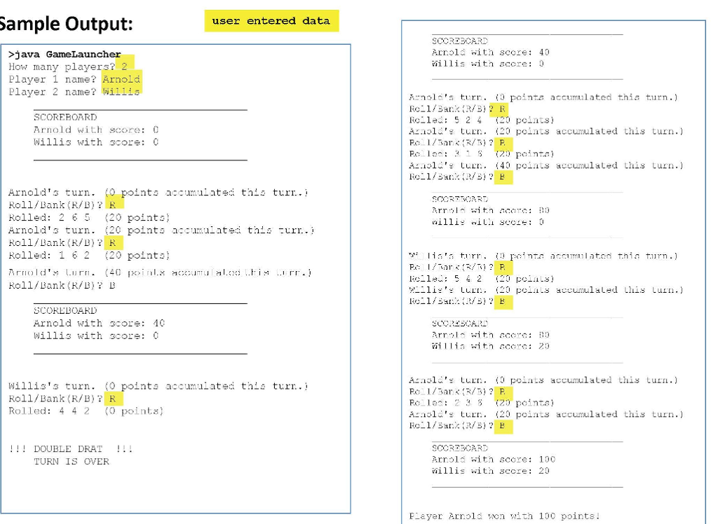 +toString():String DoubleDrat +DoubleDrat +playGame():void +displayScoreboard():void theCup Die 1 Cup faceValue: int GameLauncher
