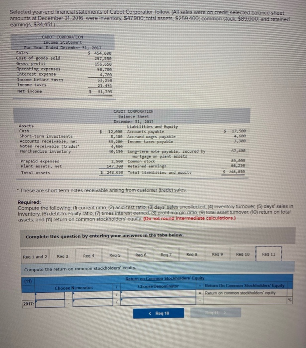 Total assets CABOT CORPORATION Balance Sheet December 31, 2017 Liabilities and Equity