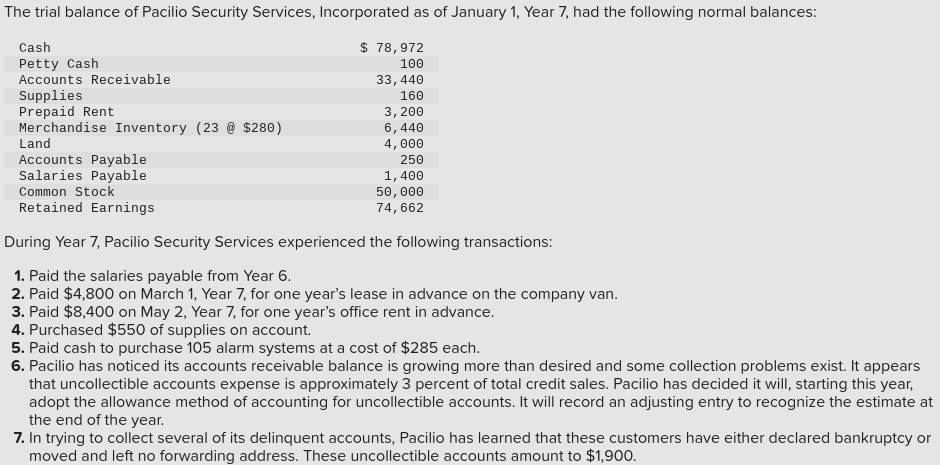 Need help with statement of cf and analysis During Year 7, Pacilio