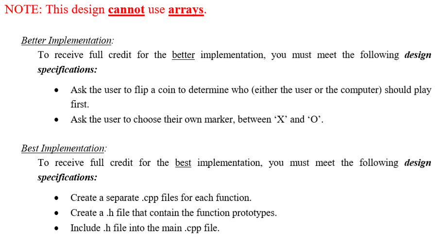 problem/project description. Please choose either "Better Implementation" or "Best Implementation" to write