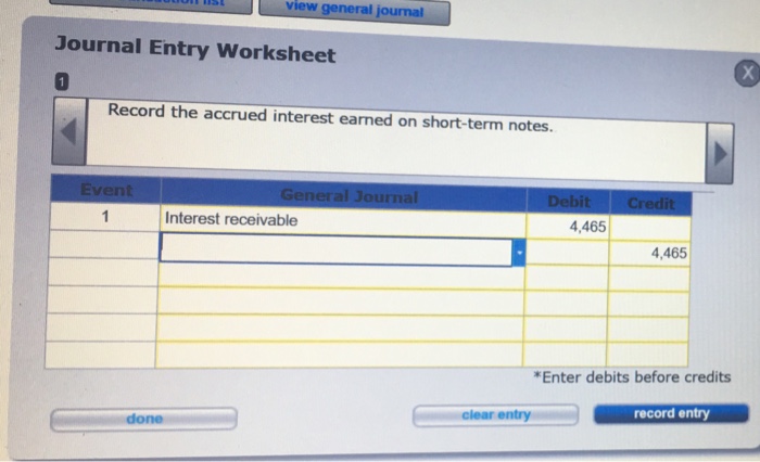  Record the accrued interest earned on short-term notes