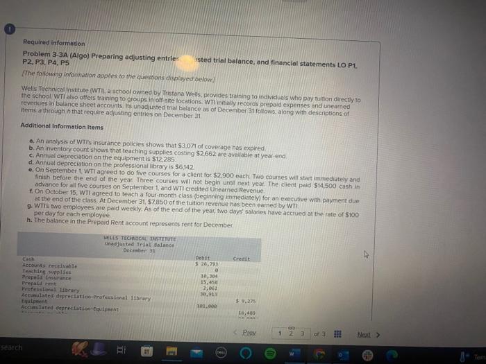 solve all parts for a thumbs up Required information Problem 3-3A (Algo)