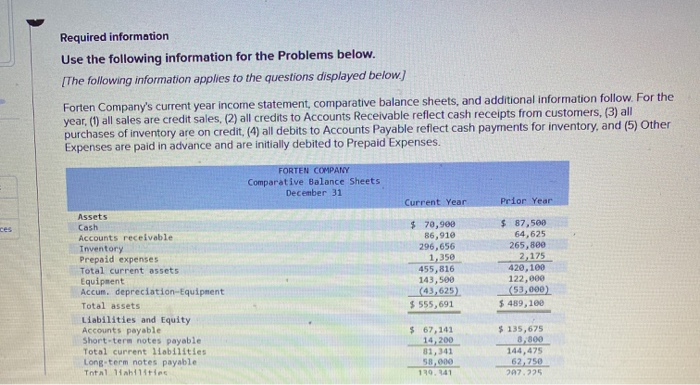 multipart please help Required information Use the following information for the Problems