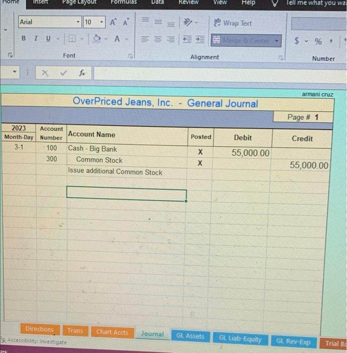 a transacion - this transaction has already been entered into the Generaf