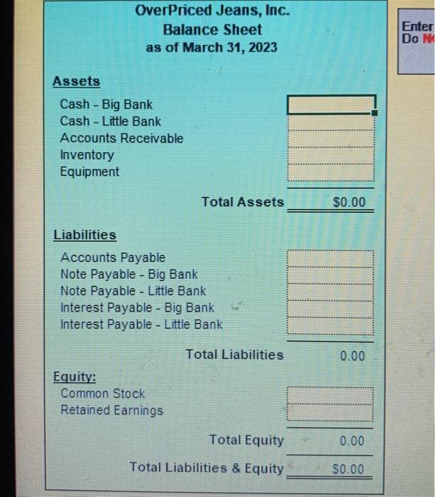 Note Payable for the month of March is $925.00. As of March