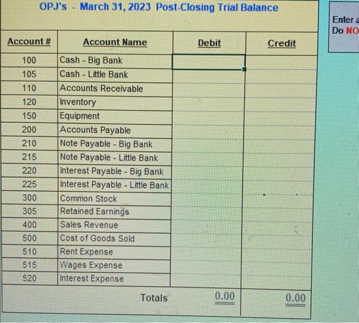 31 Big Bank: OPJ owes Big. Bank a total of $1,525.00 for
