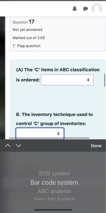 of 1.00 Flag question A control chart is to be formed for