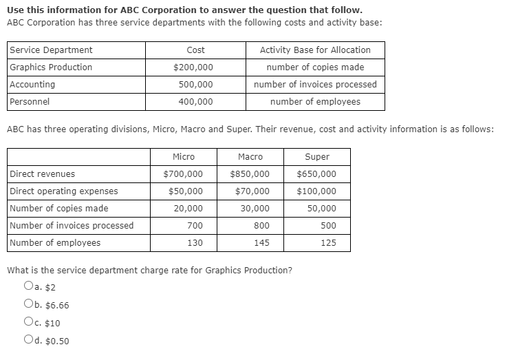 Use this information for ABC Corporation to answer the question that