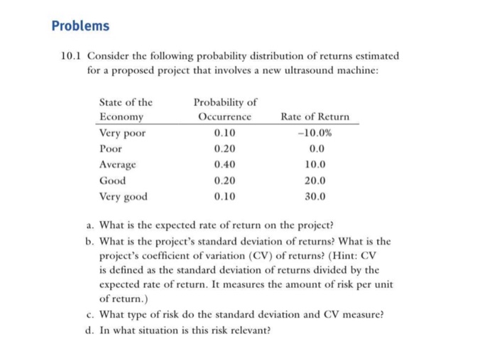  Problems 10.1 Consider the following probability distribution of returns estimated for