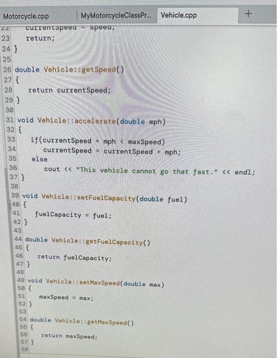 and check its sidecar status. Instructions 1. Ensure the file named Motorcycle.cpp