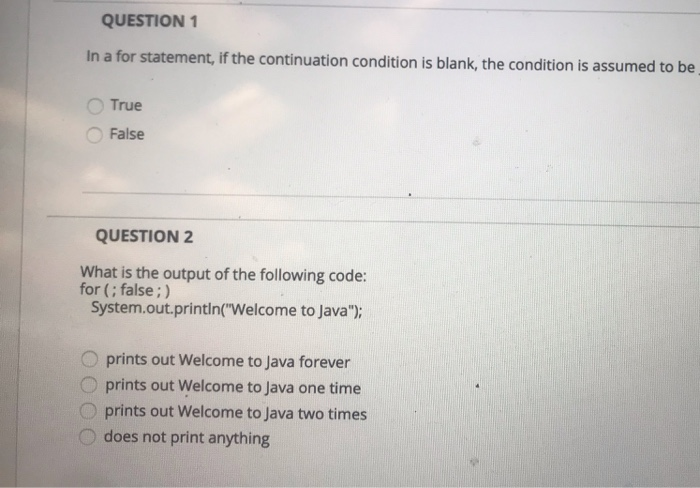 using Java program QUESTION 1 In a for statement, if the continuation