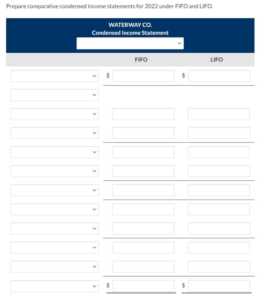under FIFO and LIFO. Answer the following questions for management. (1) Which