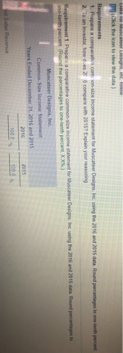 Please do req 2. Data for Muscateer Lesigns, inc. Tollow (Click the