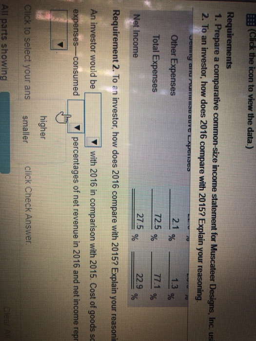 6 compare with 2015? Explain your reasoning Requirement 1. Prepare a comparative