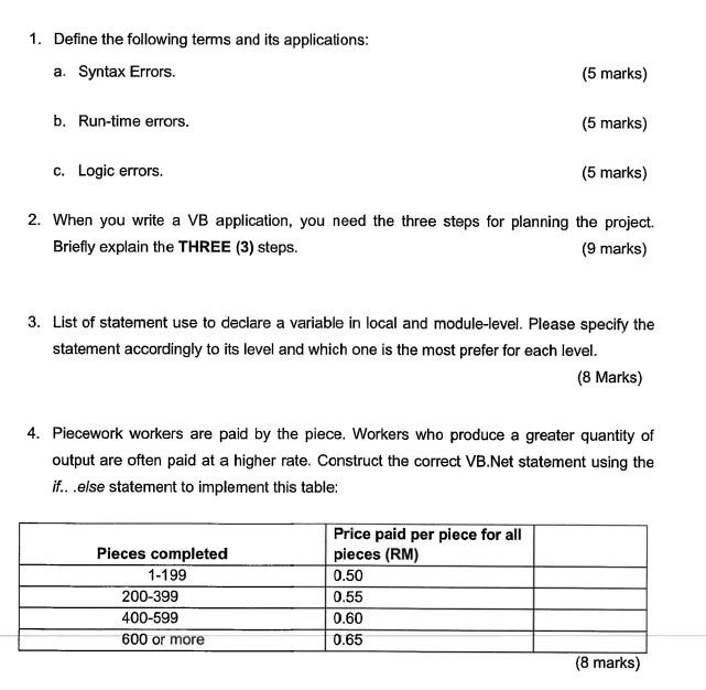 Computer Programming subject Teach me step by step 1. Define the