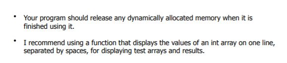 will implement and test the five functions described below that use pointers
