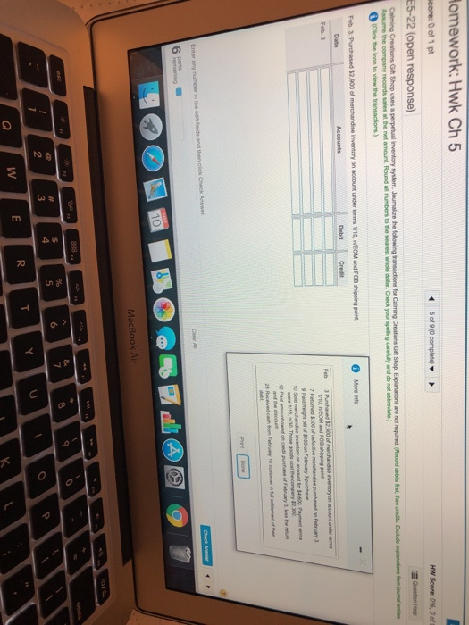  omework: Hwk Ch 5 core: 0 of 1 pt E5-22 (open