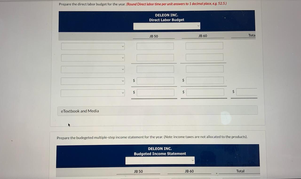 Prepare the direct materials budget for the year. Prepare the direct materials
