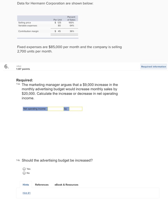  Having troubles with this one. Data for Hermann Corporation are shown
