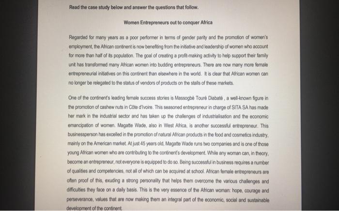  Read the case study below and answer the questions that follow.