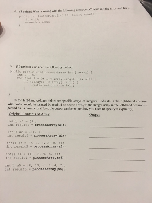 (8 points) What is wrong with the following constructor? Point out