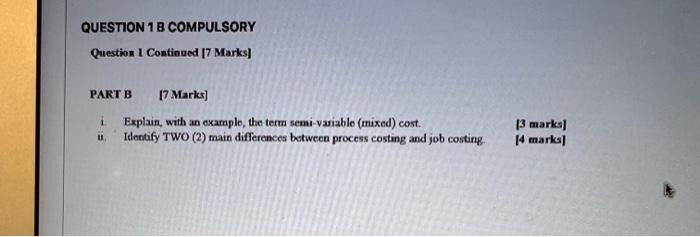 Question [20 Macks] PARTA [13 Marks] ARG Inc manufactures and sells a