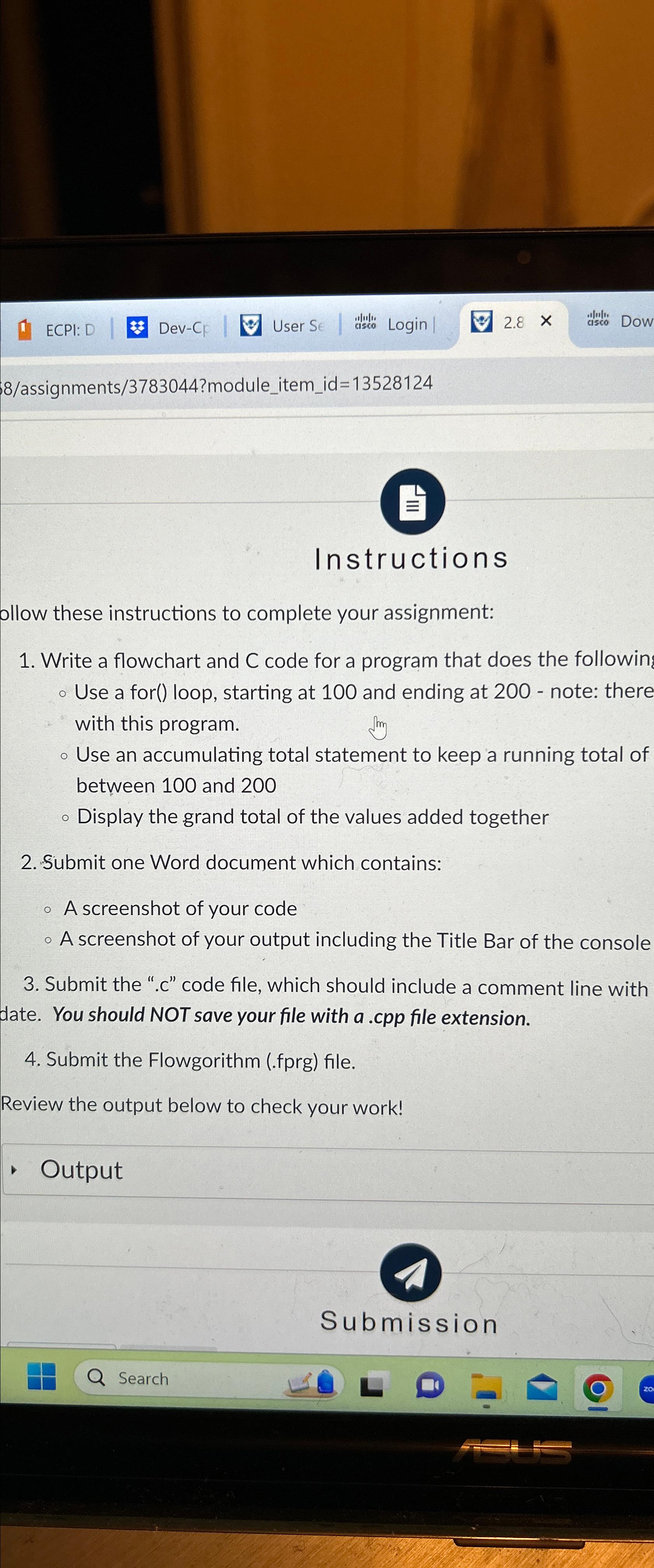  ECPI: D Dev-C User S Login 2.8 Dow 8/assignments/3783044?module_item_id=13528124 Instructions ollow