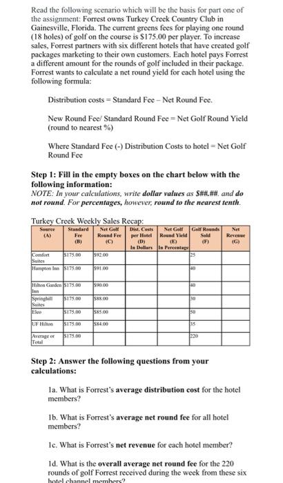 Please help! Read the following scenario which will be the basis for