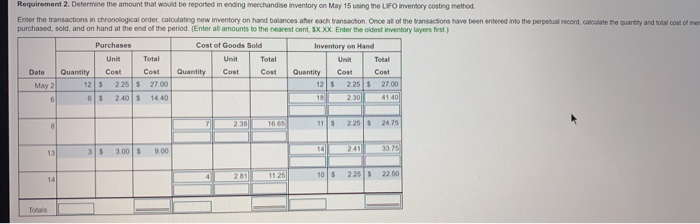  Requirement 2. Determine the amount that would be reported in ending