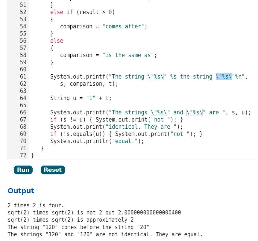  What does the \"%s\" mean in Java as shown in the
