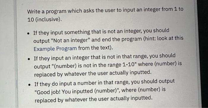 in java Write a program which asks the user to input an