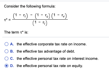 Consider the following formula: tau* = StartFraction left parenthesis 1 minus tau