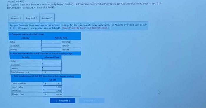 at Business Solutions in a recent month, Santana found that setup costs,