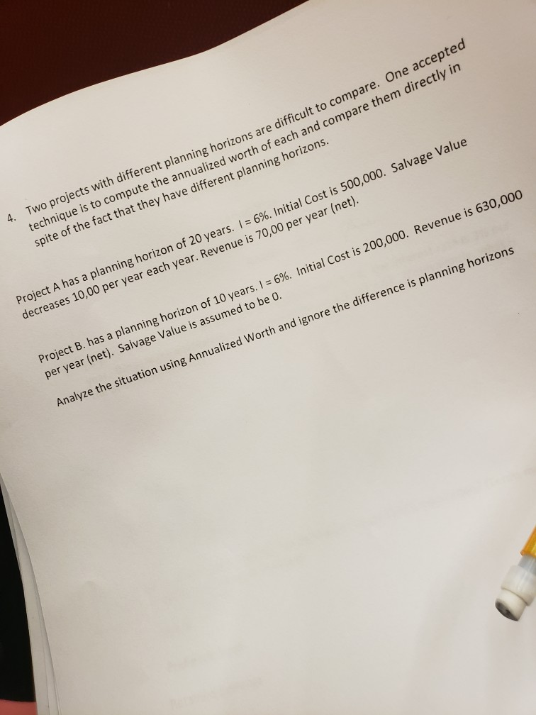  e accepted Two projects with different planning horizons are difficult to