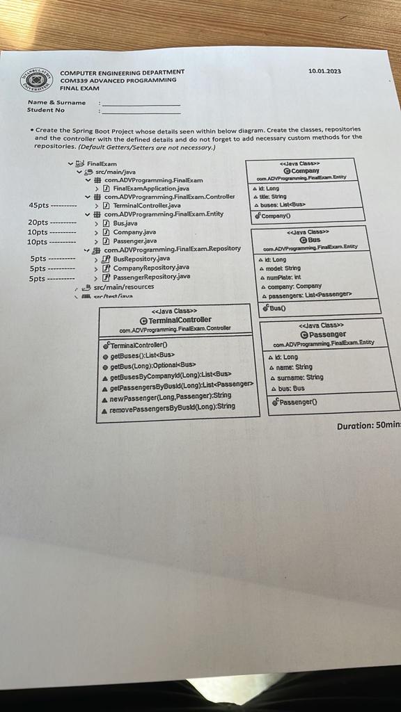  Student No Create the Spring Boot Project whose detalls seen within