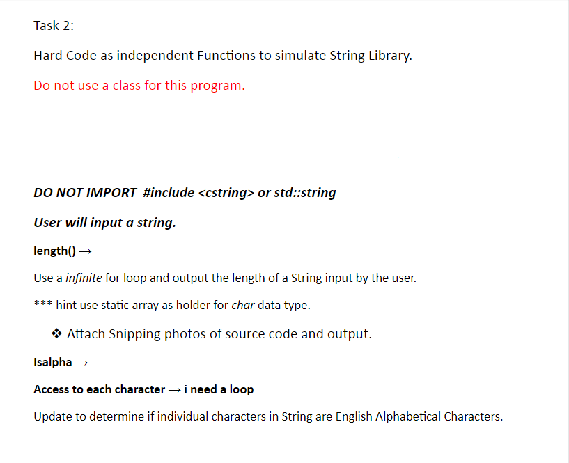 Please write the code in C++: Task 2: Hard Code as independent