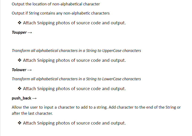 Functions to simulate String Library. Do not use a class for this