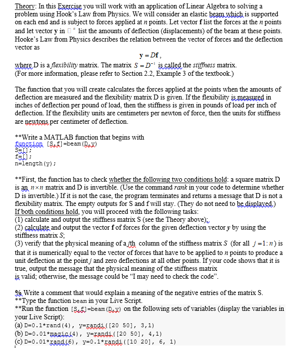 Theory: In this Exercise you will work with an application of