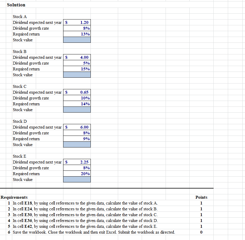 the constant-growth dividend model (Gordon growth model) to find th value of