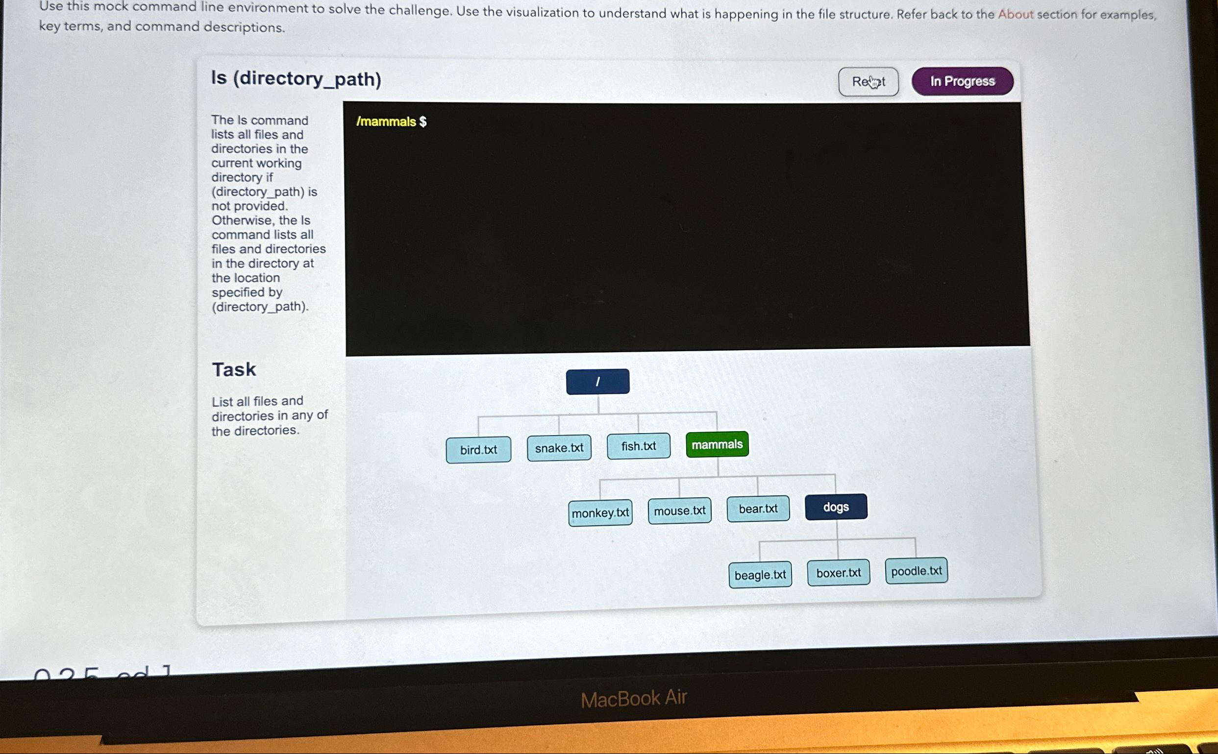  key terms, and command descriptions. Is (directory_path) The is command lists