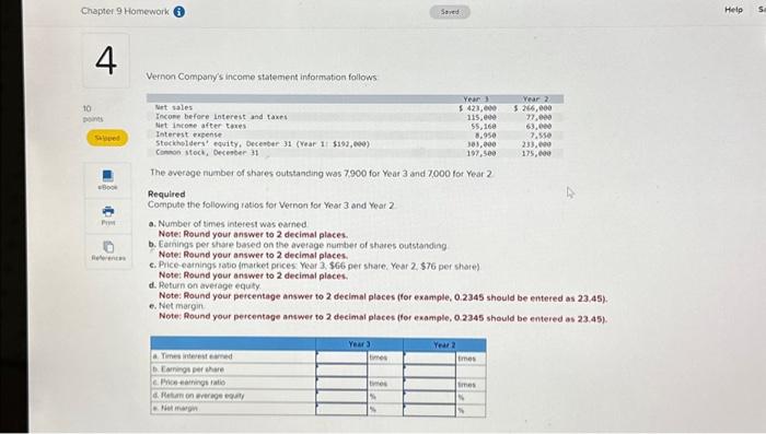 Chapter 9 Homework i 4 10 points Skipped eBook Print 10