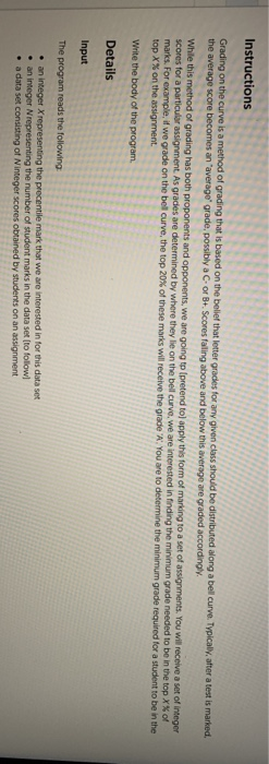  java Instructions Grading on the curve is a method of grading