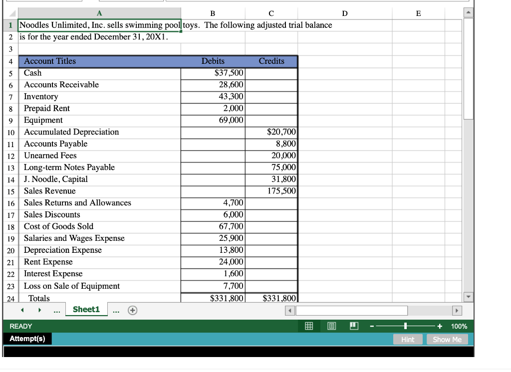  Excel SIM: Merchandising operations and the multi-step income statement Prepare and